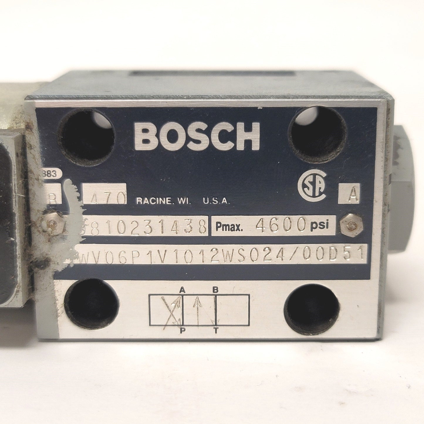 Used Bosch Rexroth 9810231438 Hydraulic Valve 4600psi 24VDC Coil 2-Position 3-Way