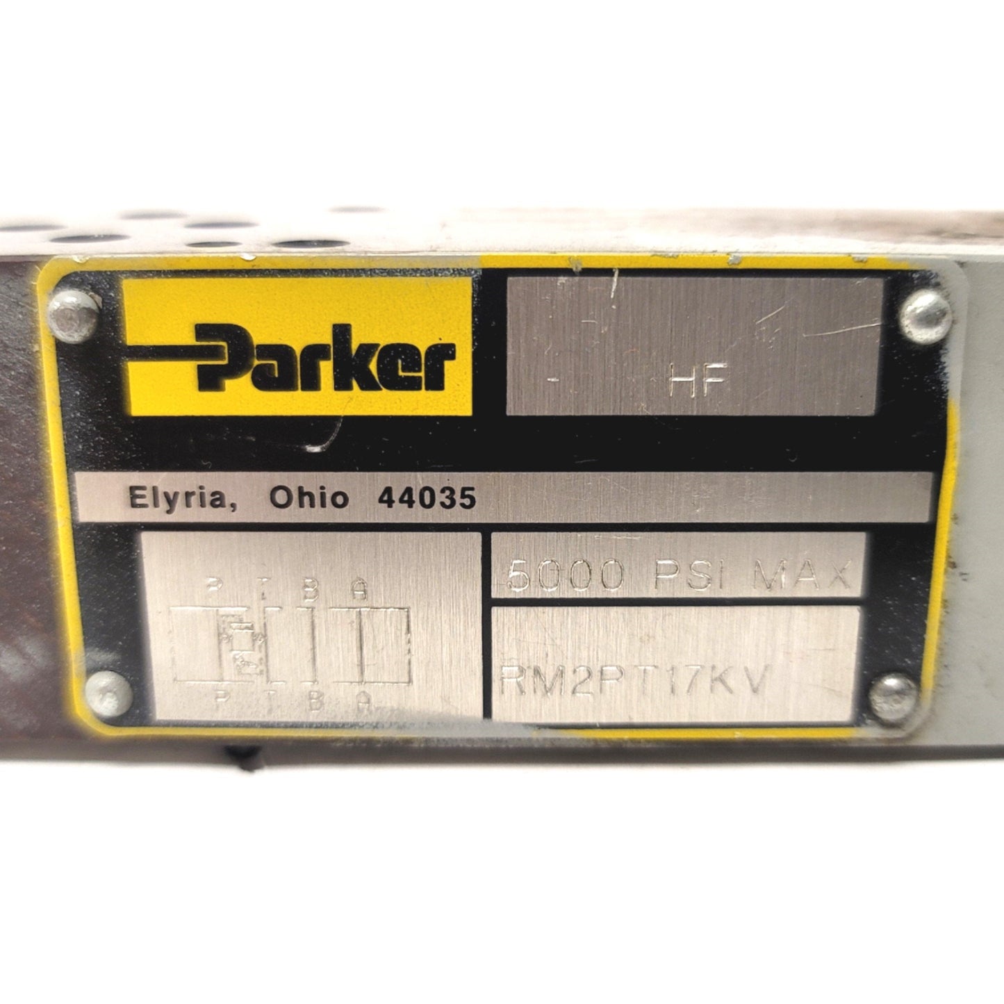 Used Parker RM2PT17KV RM Series Hydraulic Relief Valve 5000psi Max, NFPA D03, 14GPM