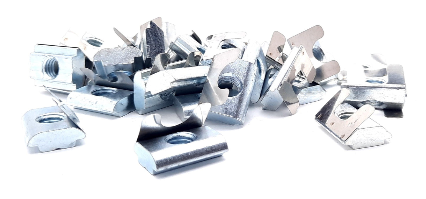 New Lot of 35 80/20 13063 Short Self-Aligning Roll-in T-Nut w/Spring Leaf M8 45 Ser