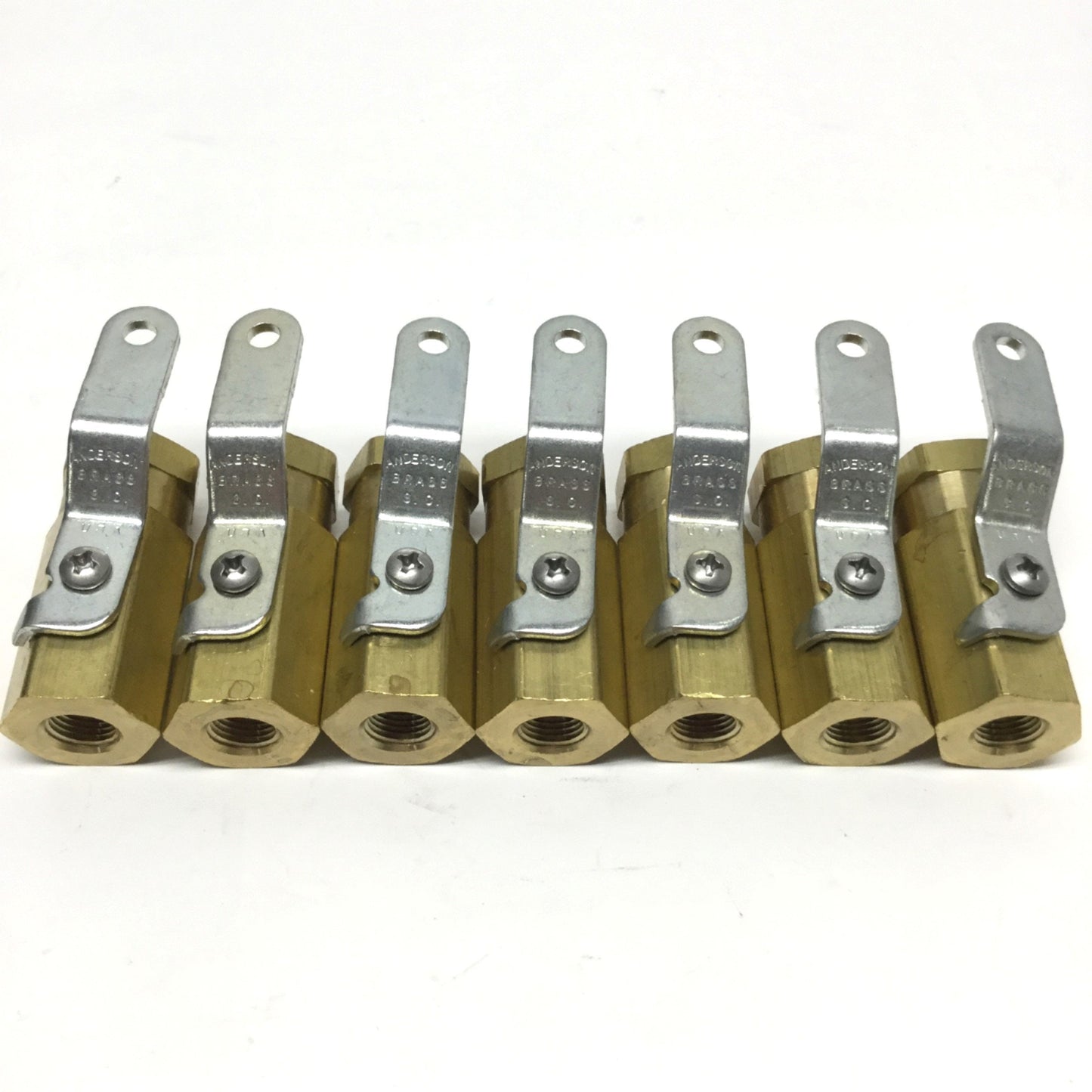 New – Open box Lot of 7 Anderson 352BV-J Mini High-Pressure Brass Ball Valves 1000psi, 1/8" NPT