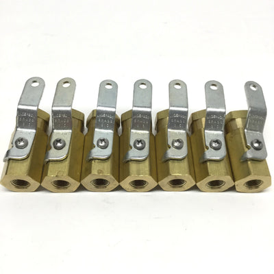 New – Open box Lot of 7 Anderson 352BV-J Mini High-Pressure Brass Ball Valves 1000psi, 1/8" NPT