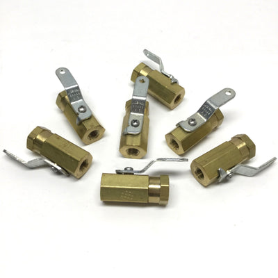 New – Open box Lot of 7 Anderson 352BV-J Mini High-Pressure Brass Ball Valves 1000psi, 1/8" NPT