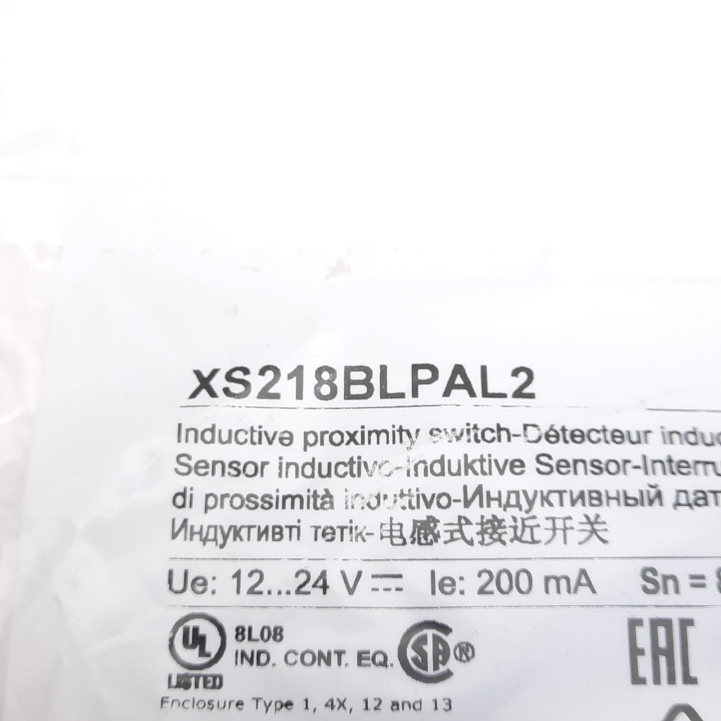 New Telemecanique XS218BLPAL2 Inductive Proximity Sensor 12-24VDC, PNP NO, 8mm Range