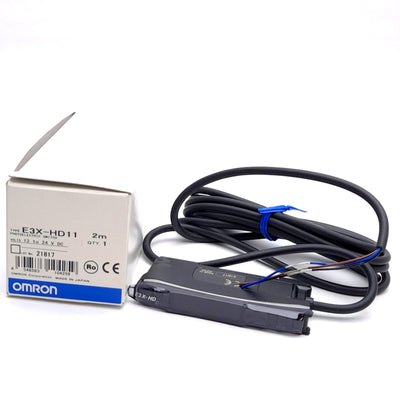 New Omron E3X-HD11 Fiber Optic Amplifier Red 625nm, 12-24VDC, NPN Output, 2m Cable