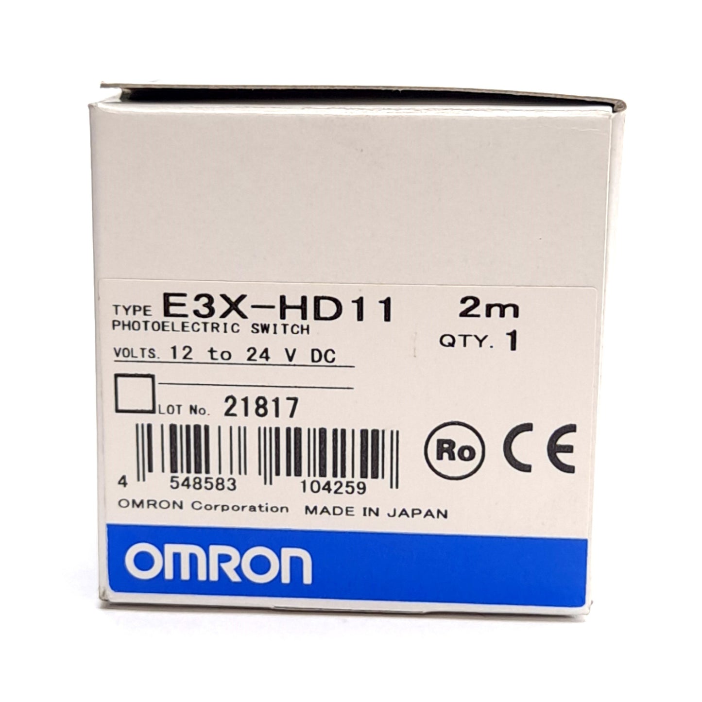 New Omron E3X-HD11 Fiber Optic Amplifier Red 625nm, 12-24VDC, NPN Output, 2m Cable
