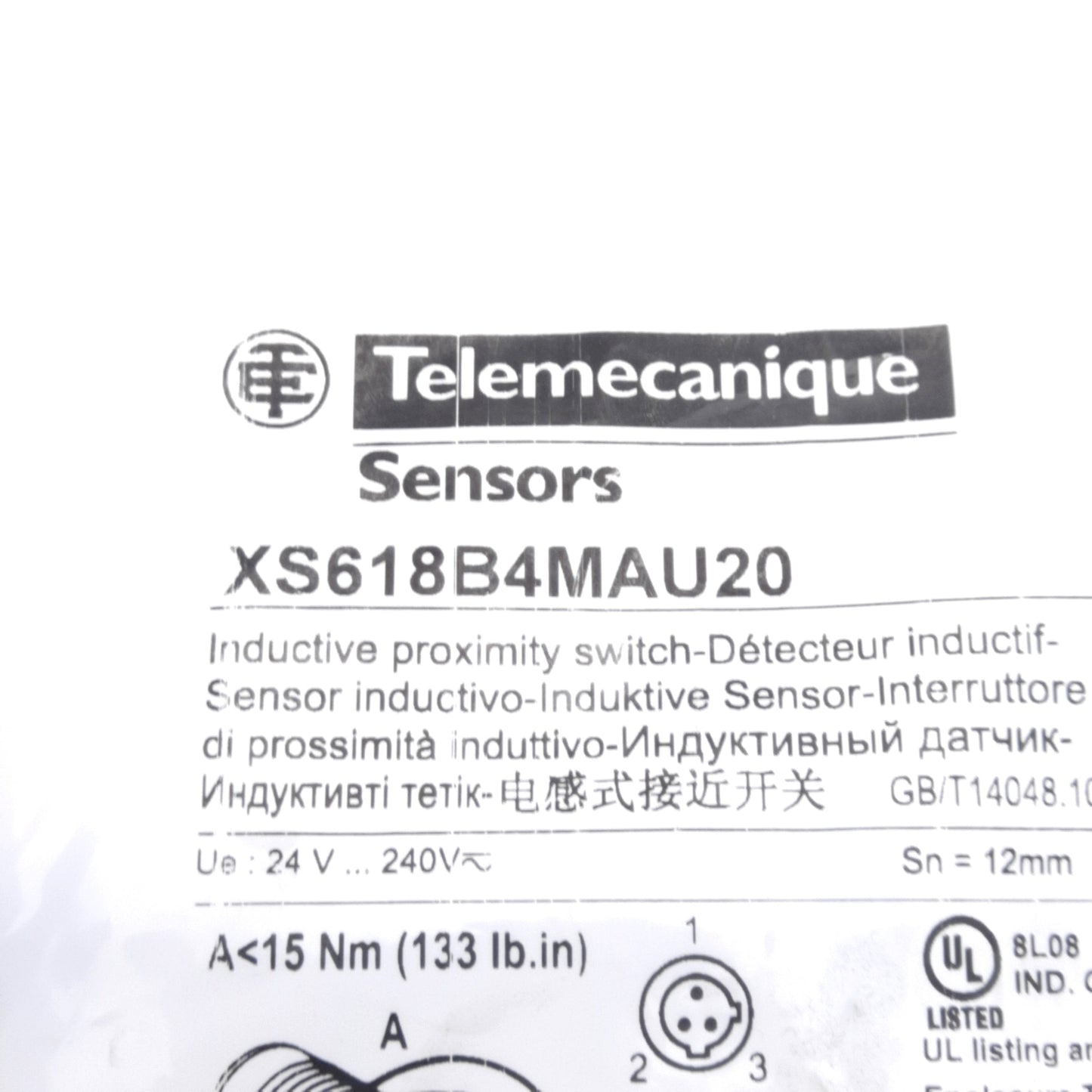 New Telemecanique XS618B4MAU20 Inductive Proximity Sensor 24-240VAC, 12mm Range