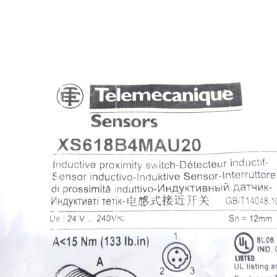 New Telemecanique XS618B4MAU20 Inductive Proximity Sensor 24-240VAC, 12mm Range