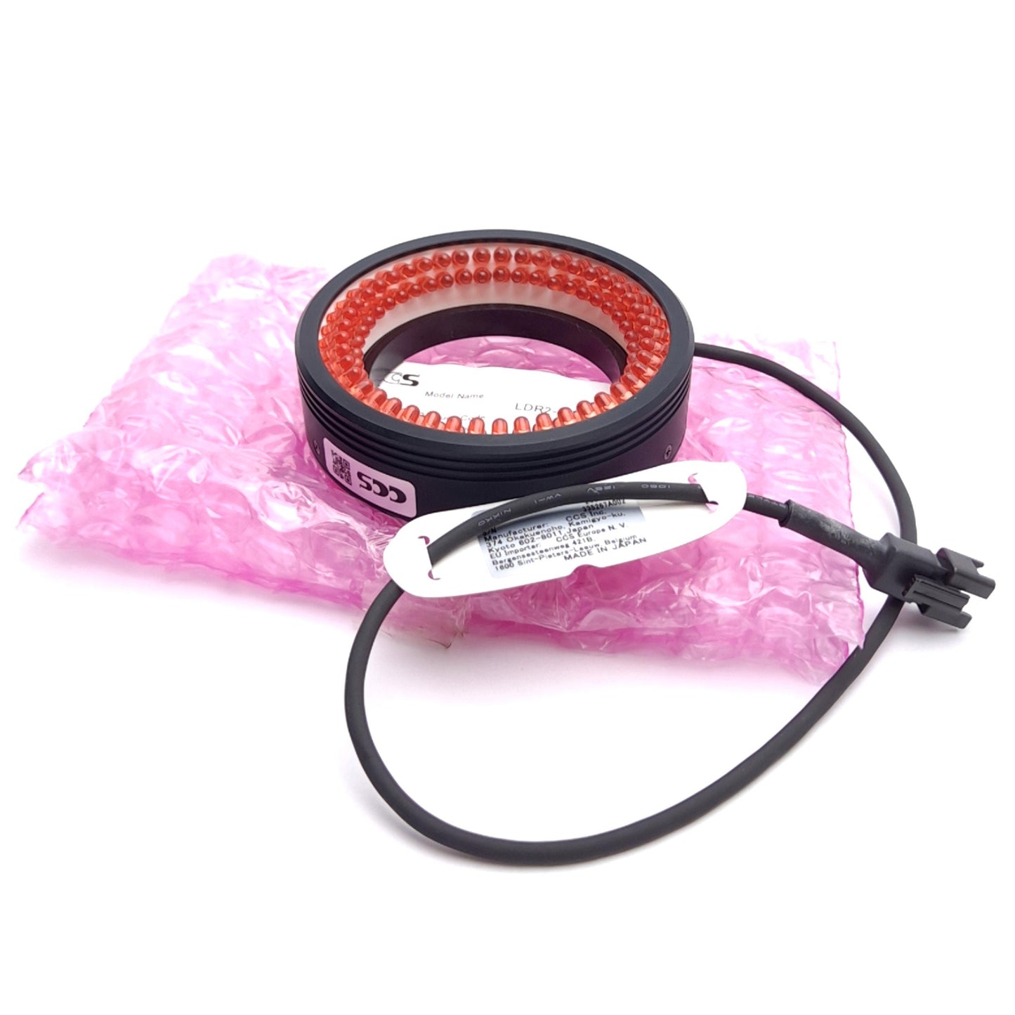 New CCS LDR2-74RD2-LA Machine Vision Ring Light, Red 630nm, 24VDC, 74mm OD, 48mm ID