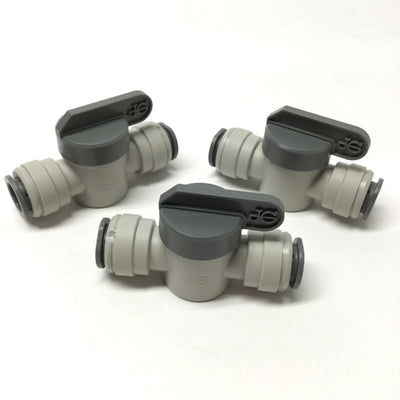 New – Open box Lot of 3 John Guest PISV0416S Acetal Ball Shut-Off Valves 1/2" Tube, 150psi