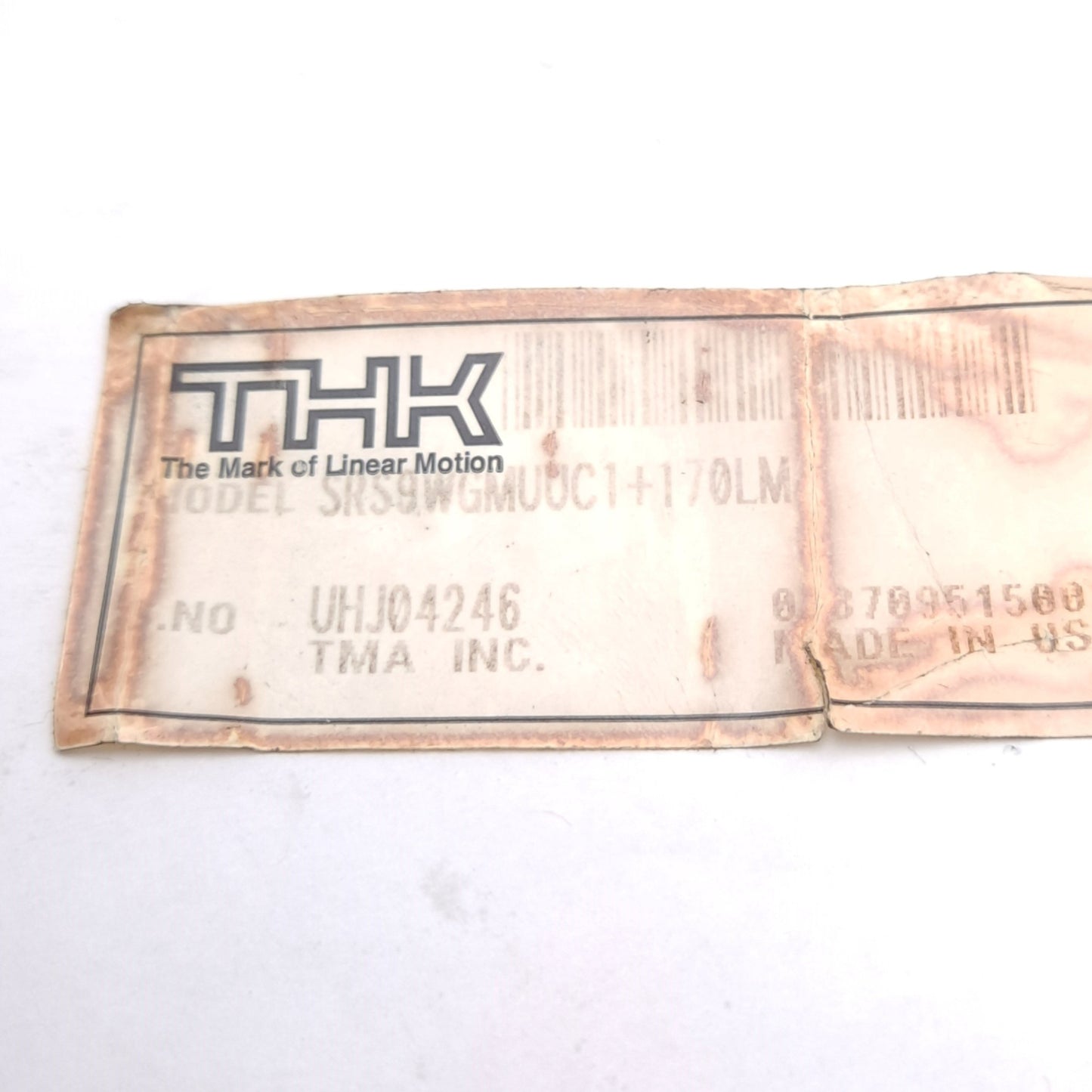 Used THK SRS9WGMUUC1+170LM Mini Linear Guide Assembly, 39x30mm Carriage,170x18mm Rail