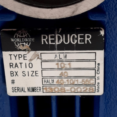 New Worldwide HALM40-10/1-56C Worm Gear Speed Reducer, 10:1 Ratio, 56C Frame