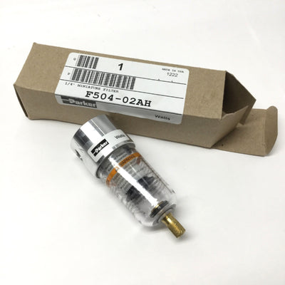 New Parker Watts F504-02AH Pneumatic Filter, 20 micron, 1/4" NPT, 150psi, 22 SCFM
