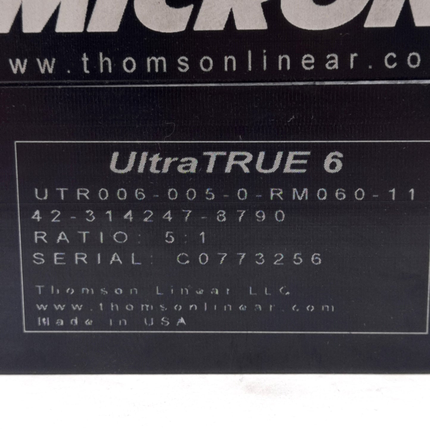 New – Open box Thomson UTR006-005-0-RM060-11 Planetary Gearhead, 5:1, ø3/8in Bore, ø16mm Shaft