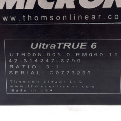 New – Open box Thomson UTR006-005-0-RM060-11 Planetary Gearhead, 5:1, ø3/8in Bore, ø16mm Shaft