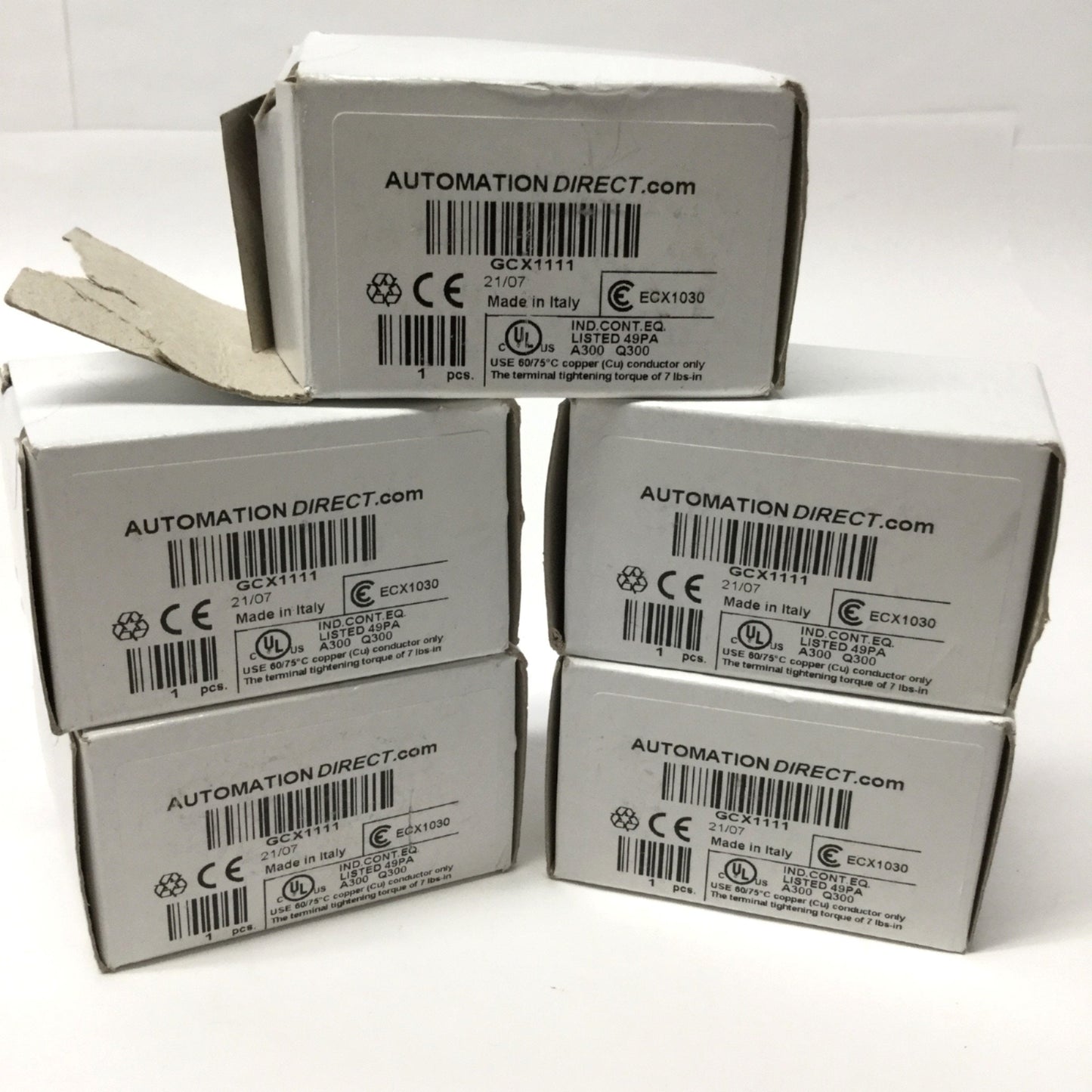 Used Lot of 5 Automation Direct GCX1111 Pushbutton Switches, 22mm, Red, Momentary