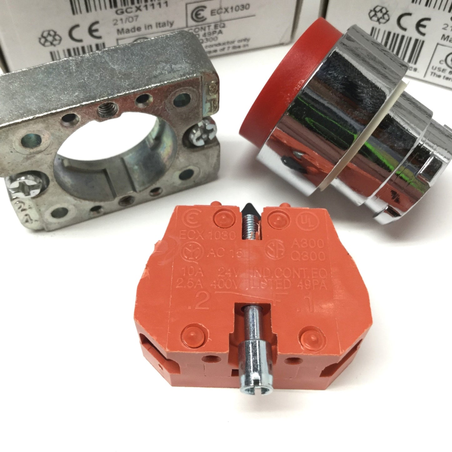 Used Lot of 5 Automation Direct GCX1111 Pushbutton Switches, 22mm, Red, Momentary