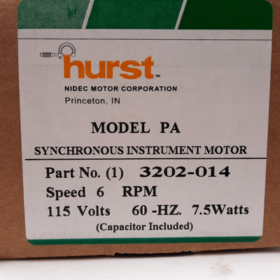 New Hurst 3202-014 Model PA Synchronous Motor 115VAC 7.5W, 6RPM, 140oz-in, NEMA 23