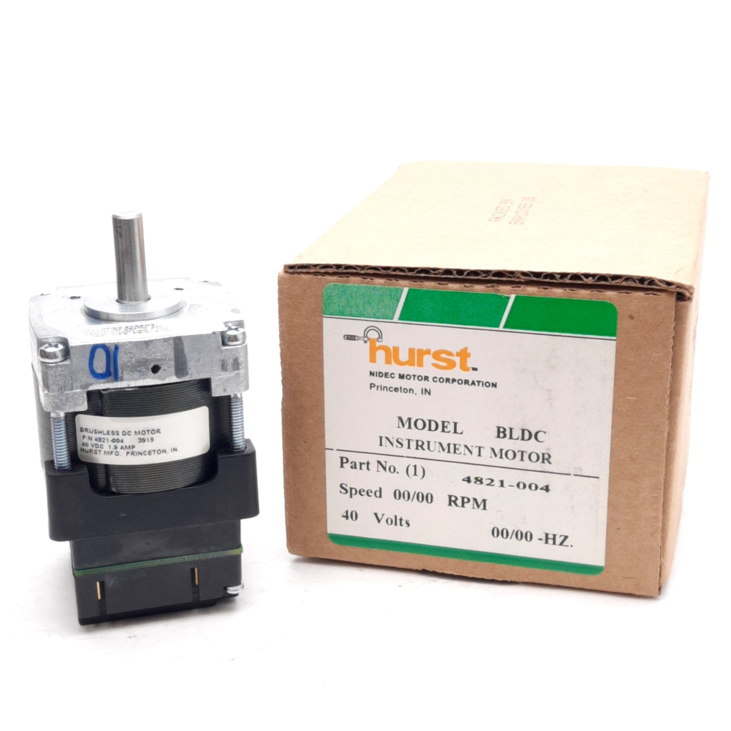 New Hurst 4821-004 Brushless DC Motor 40VDC 1.9A 6.14RPM 15oz-in Torque ø8mm Shaft