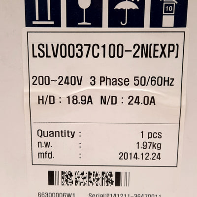 New LS LSLV0037C100-2N(EXP) Inverter, 3PH 200-240VAC Input, 0-240V Output, 6.1kVA