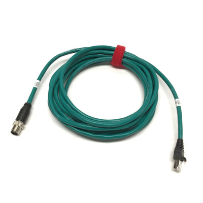 Used Banner STP-M12D-415 Ethernet Cable Cordset, D-Code M12 4-Pin to RJ45, 4.5m Long
