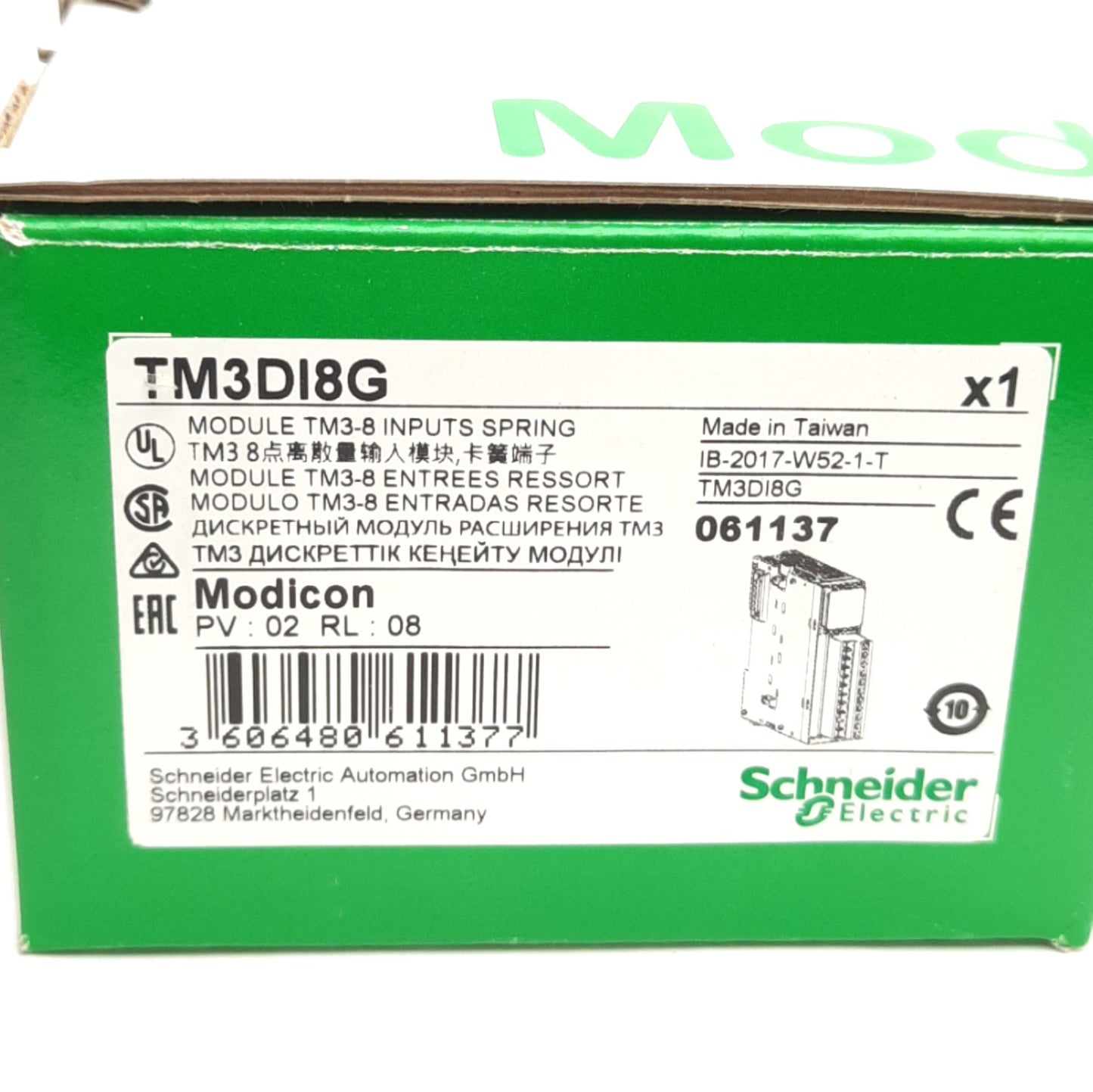 New Schneider Electric TM3DI8G Modicon Input Module, 8 IEC Inputs, 24VDC 7mA Supply