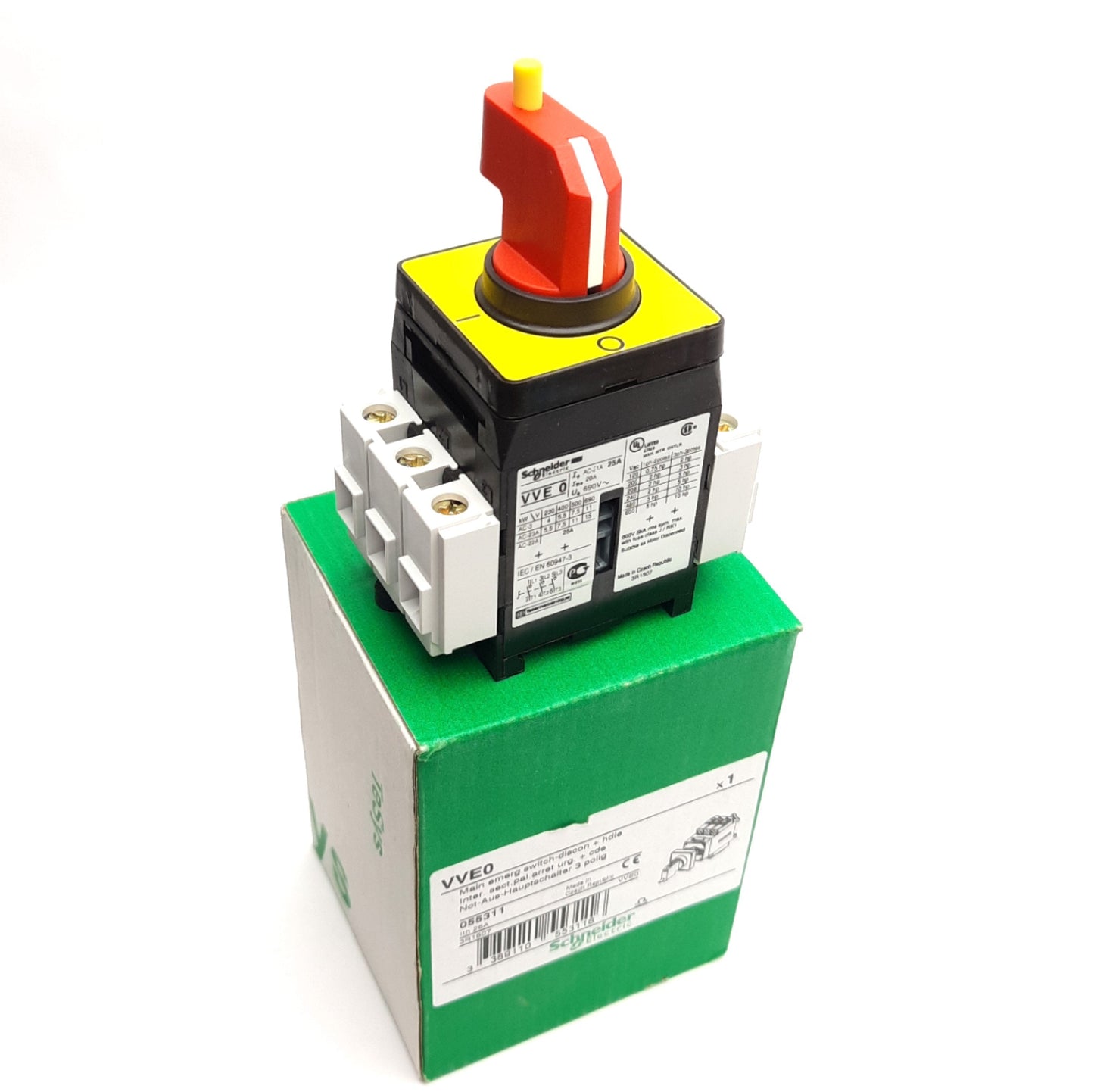 New Schneider Electric VVE0 Emergency Stop Disconnect Switch, 3-P, 3NO, 25A 690VAC