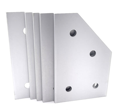 New – Open box Lot of 5 80/20 4346 45 Degree Angled Flat Plate 15 Series 4 Hole 4.5" x 3"