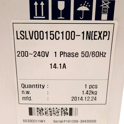 New LS LSLV0015C100-1N(EXP) Inverter, 200-240VAC Input, 3PH 0-240V Output, 3.0kVA