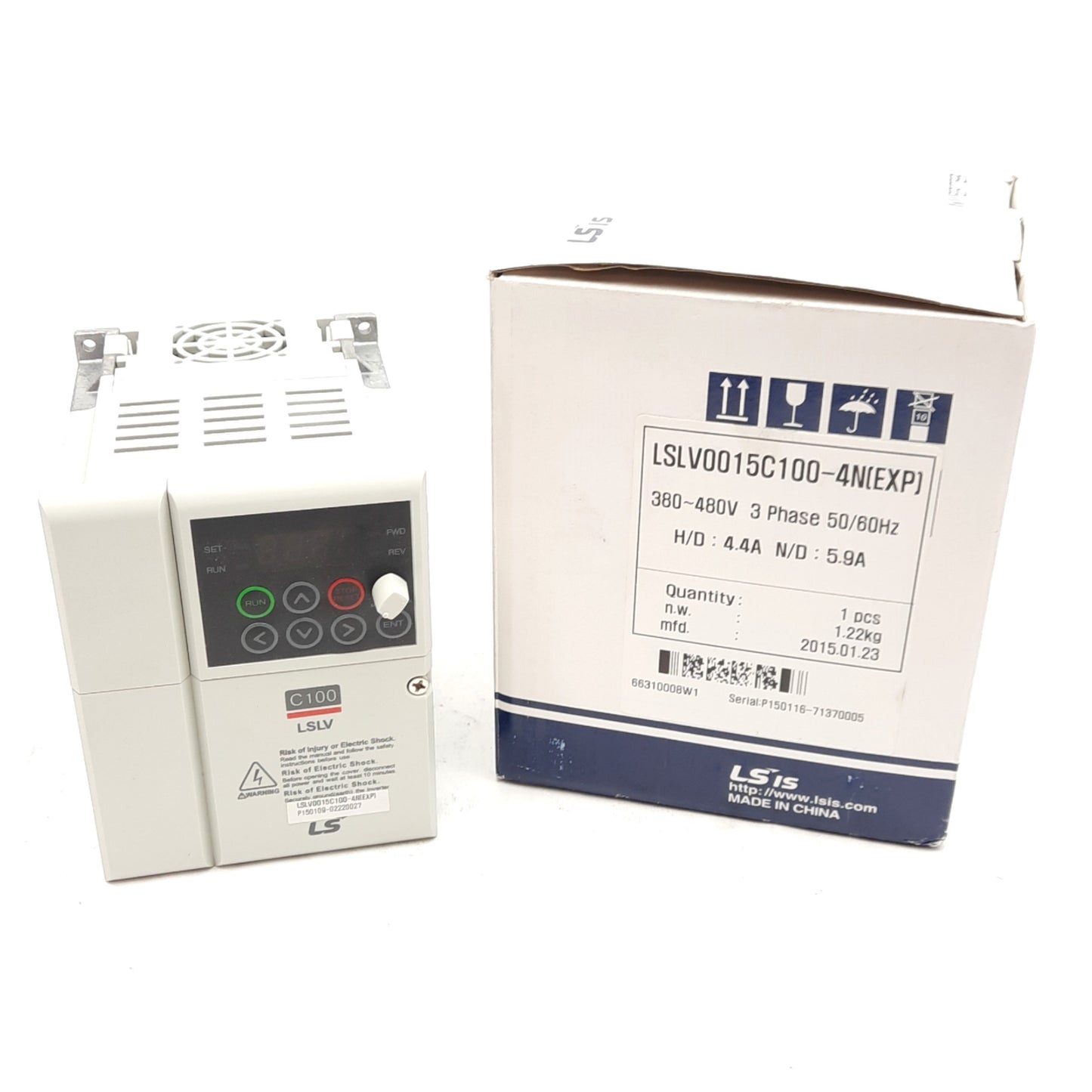 New LS LSLV0015C100-4N(EXP) Inverter, 3PH 380-480VAC Input, 0-480V Output, 3.0kVA