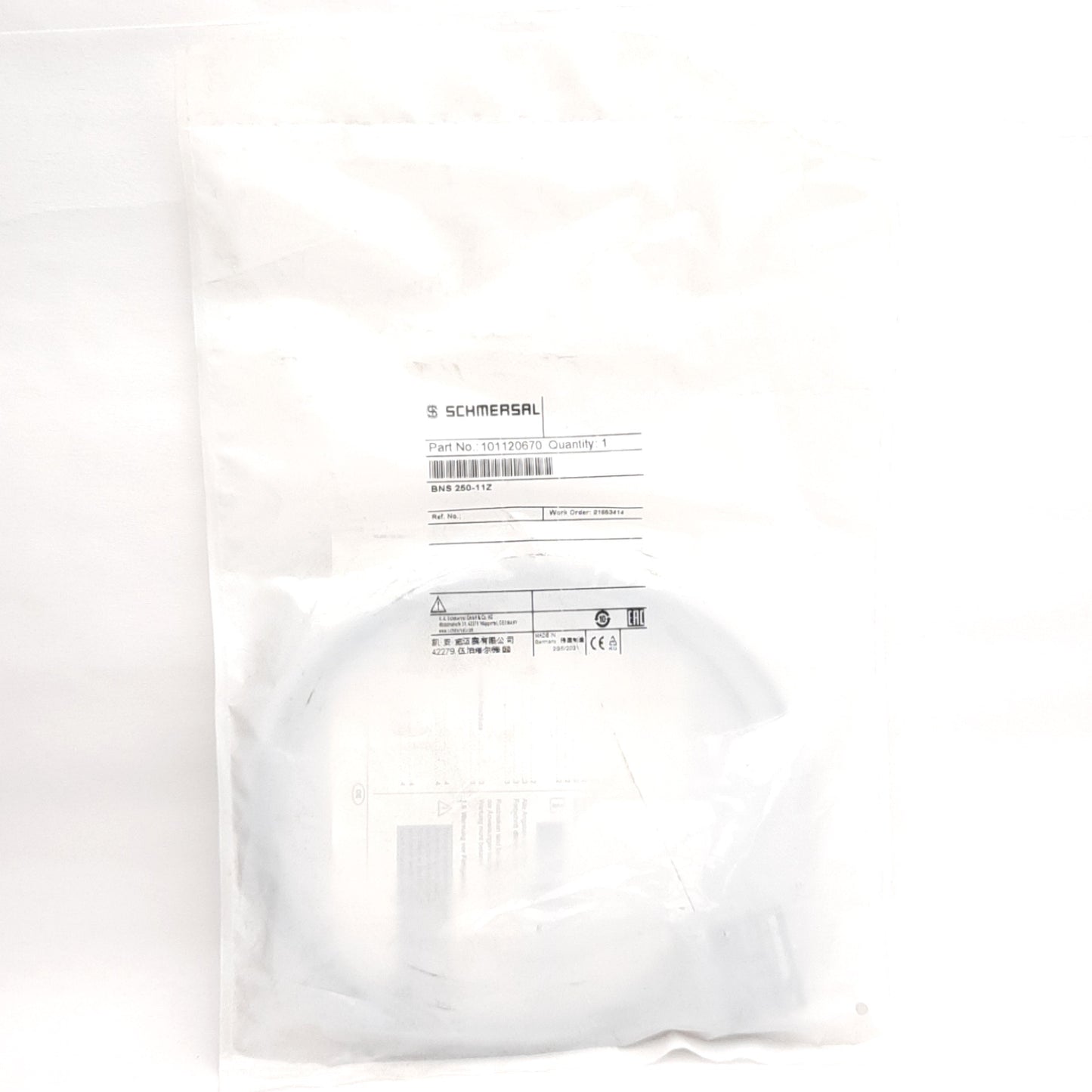 New Schmersal BNS 250-11Z Non Contact Safety Switch, 24VDC, 1NO+1NC, 4/14mm On/Off