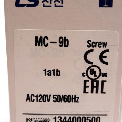 New LS MC-9b-120VAC Contactor, 3-Pole, 690V 9A, 120VAC Coil, 1NO+1NC Aux, DIN Rail