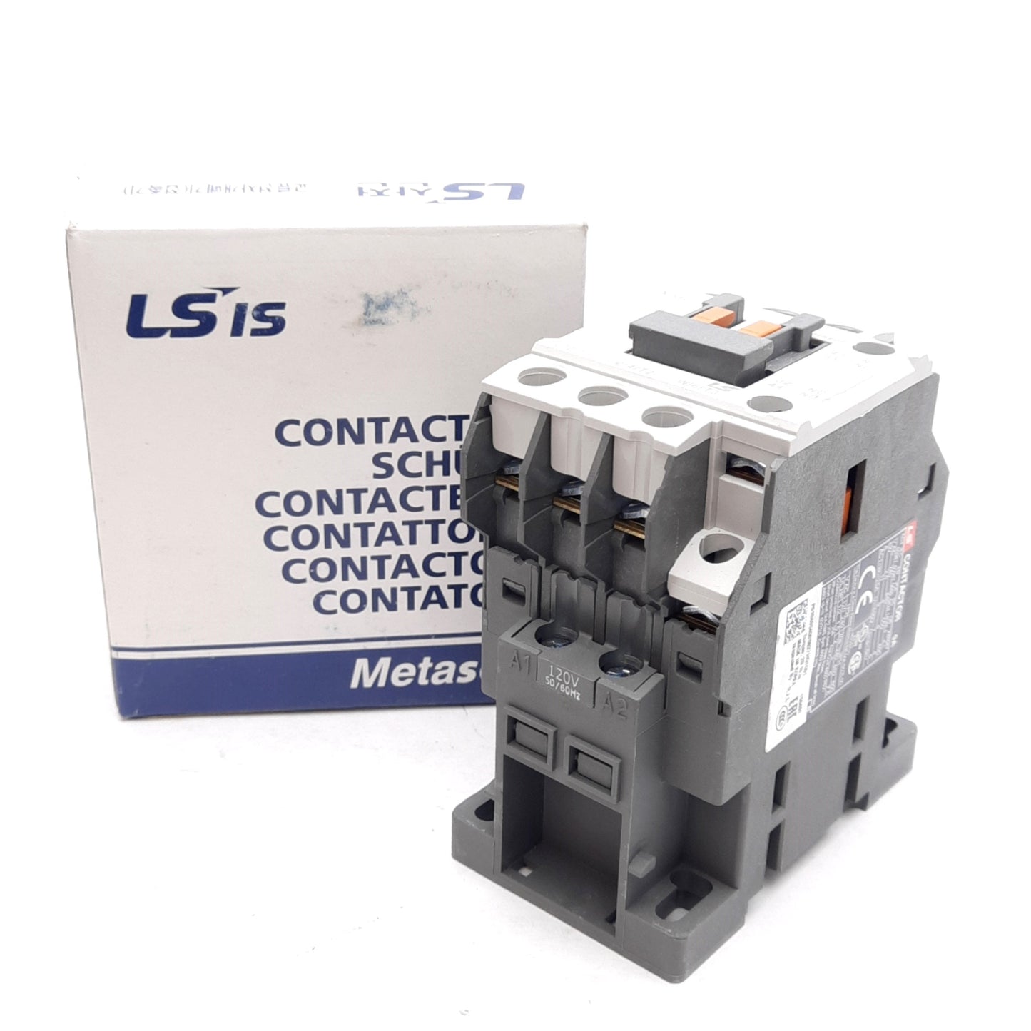 New LS MC-9b-120VAC Contactor, 3-Pole, 690V 9A, 120VAC Coil, 1NO+1NC Aux, DIN Rail