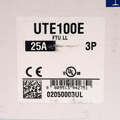 New LS UTE100E-FTU-25A-3P-LL-UL Circuit Breaker, 3-Pole, 600VAC/500VDC 25A Rating