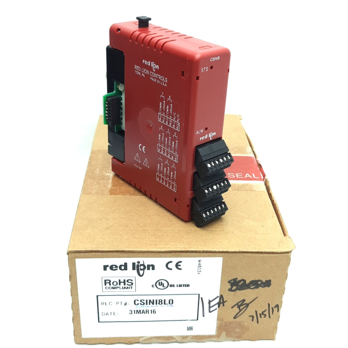 New – Open box Red Lion Controls CSINI8L0 Controller, 4-20mA Analog Input, 8-Channel, 24VDC