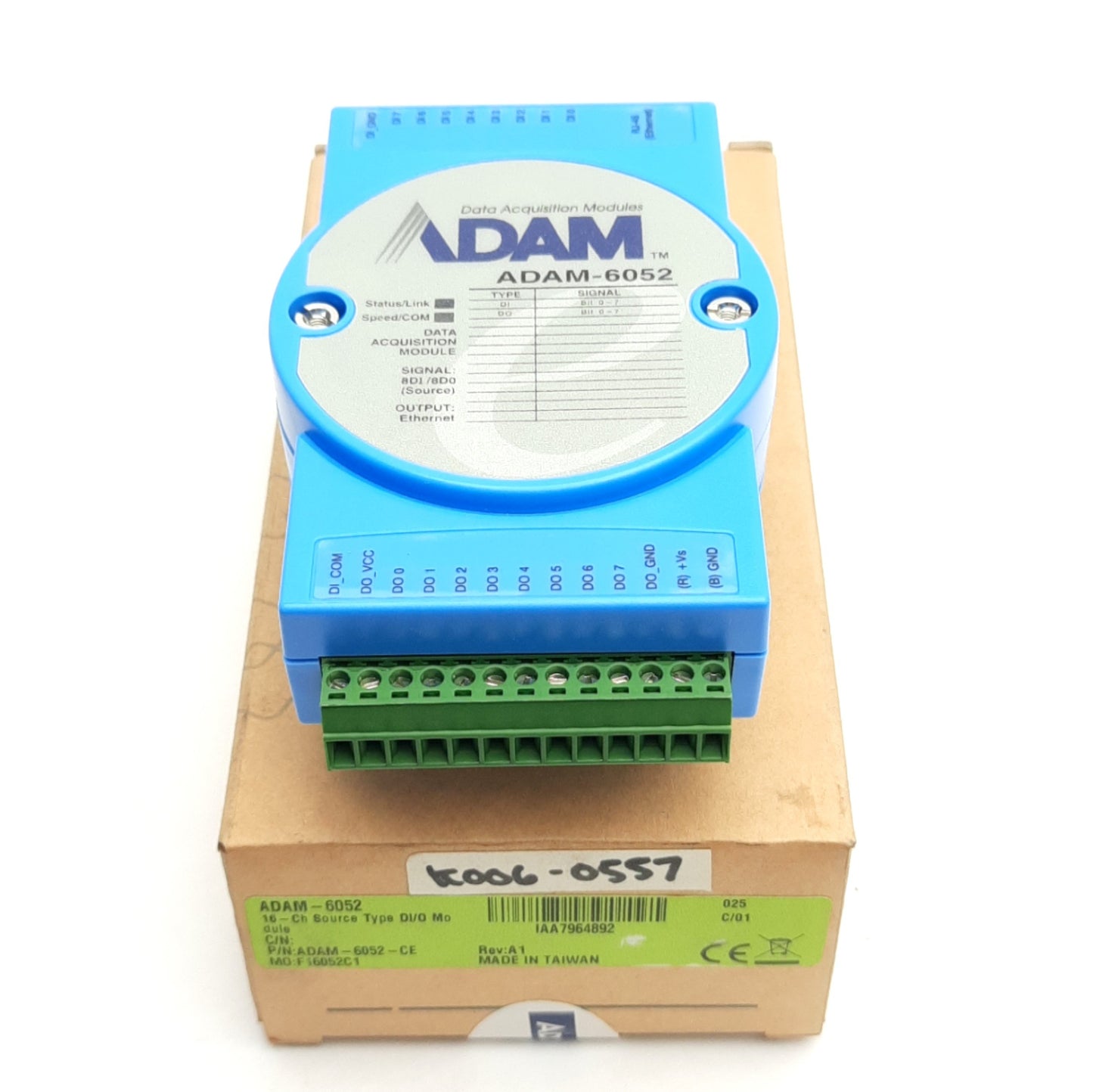 New – Open box Advantech ADAM-6052-CE I/O Modbus TCP, 8-Channel, PNP, 24VDC, 1A/Channel