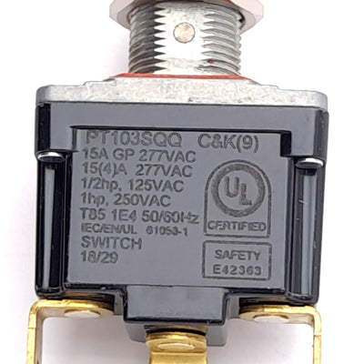 New – Open box C&K PT103SQQ Power Toggle Switch, 277VAC/28VDC 15A Rating, SPST Circuit