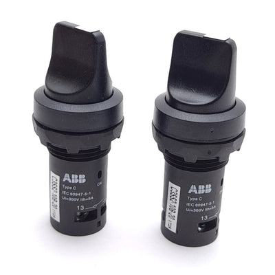 New – Open box Lot of 2 ABB C3SS2-10B-20 Selector Switch, 2x N.O., Momentary/3-Position