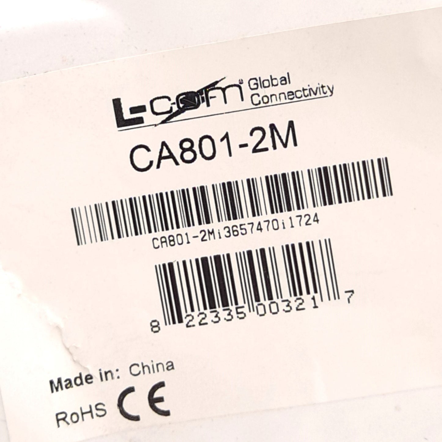 New – Open box L-Com CA801-2M SCSI-2 HPDB50 Cable, 2x Male 50-Pin D-Sub Connector, 2m Length