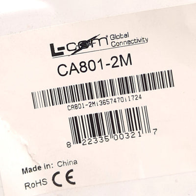 New – Open box L-Com CA801-2M SCSI-2 HPDB50 Cable, 2x Male 50-Pin D-Sub Connector, 2m Length