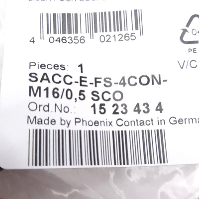 New Lot of 2 Phoenix Contact 1523434 Cable Assembly M12 4-Pin Female to Flying Leads