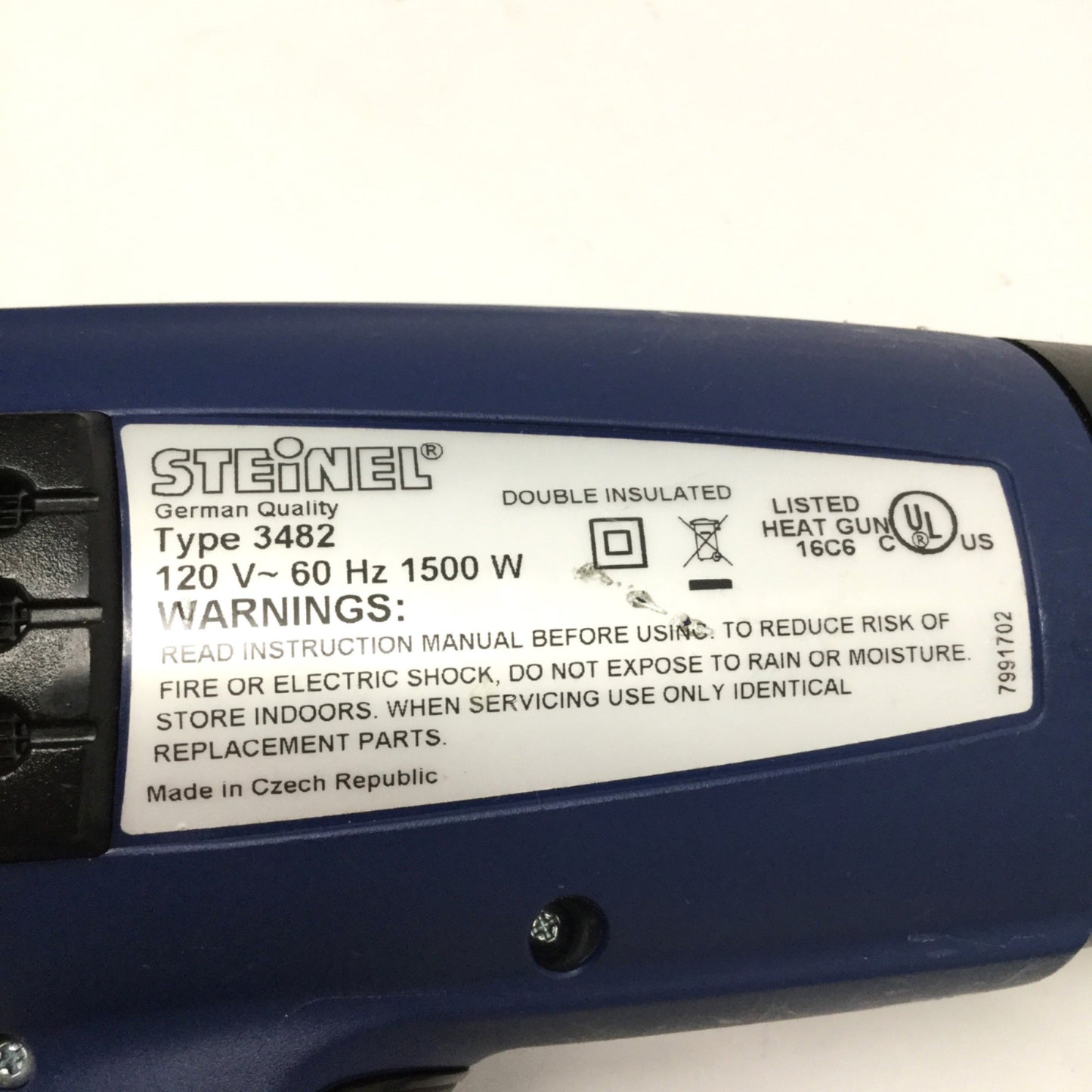 Used Steinel HL2010E Electronic Heat Gun Type 3482 1500W, 120°F-1150°F, 120VAC w/LCD