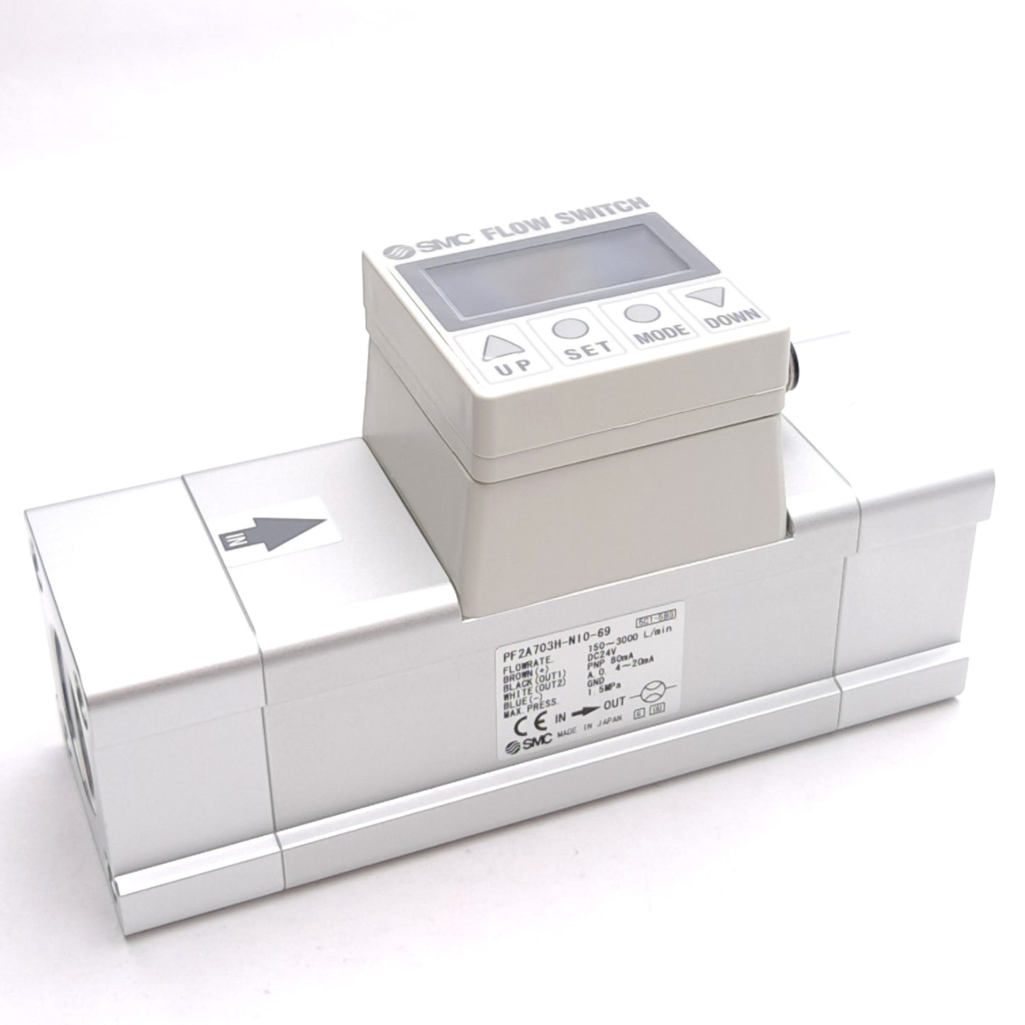 New SMC PF2A703H-N10-69 Digital Flow Switch, 150-3000l/min, 0.1-1.5MPa, 1in NPT