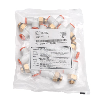 New Lot of 10 SMC KQ2Y11-U02A Male Run Tee Fitting, 3/8in Tube to 1/4in Uni, 1MPa
