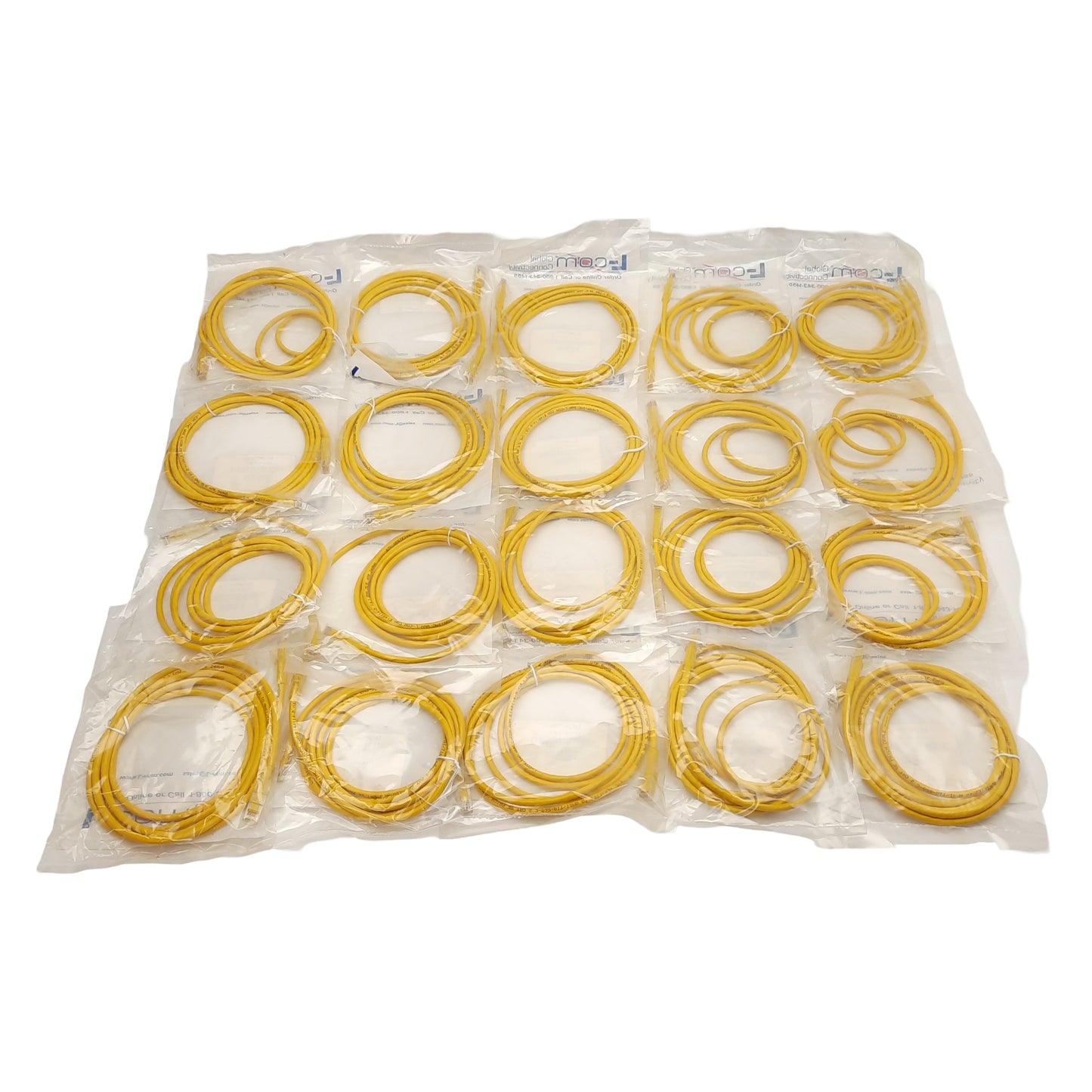 New Lot of 20 L-Com TRD815Y-7 Ethernet Cat5e Patch Cable, RJ-45 8-Pin, 7ft Long