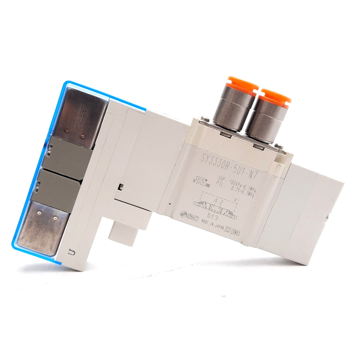 New SMC SY3330R-5U1-N7 Solenoid Valve -100kPa-0.7MPa, ø1/4in One Touch, 24VDC Coil