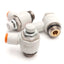 Used Lot of 3 SMC AS3201F-U03-07 Speed Control Fitting, 3/4" Uni to 1/4" Tube