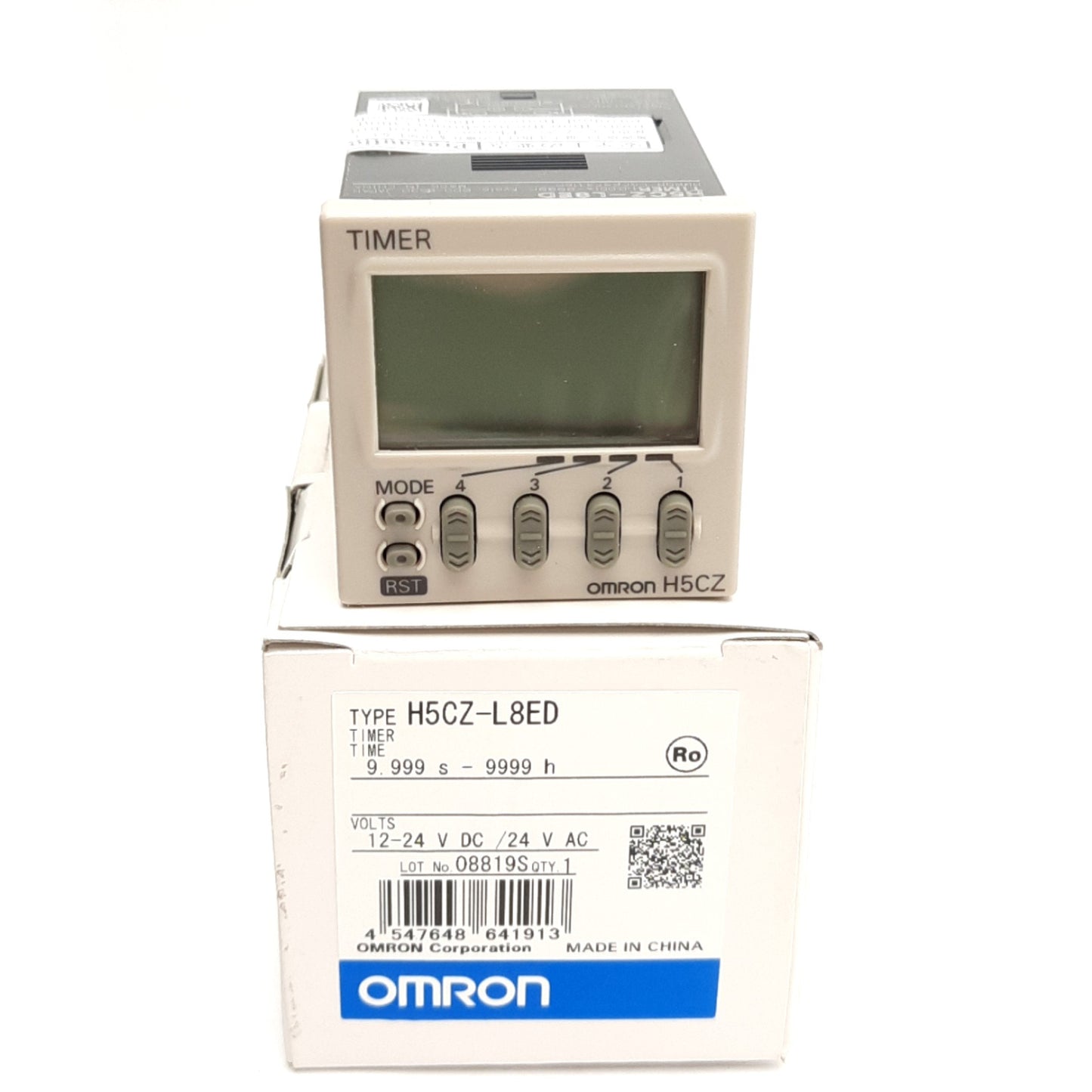 New Omron H5CZ-L8ED Timer, SPDT, 9.999s to 9999H, 24VAC 12/24VDC Supply, 8-Pin Round