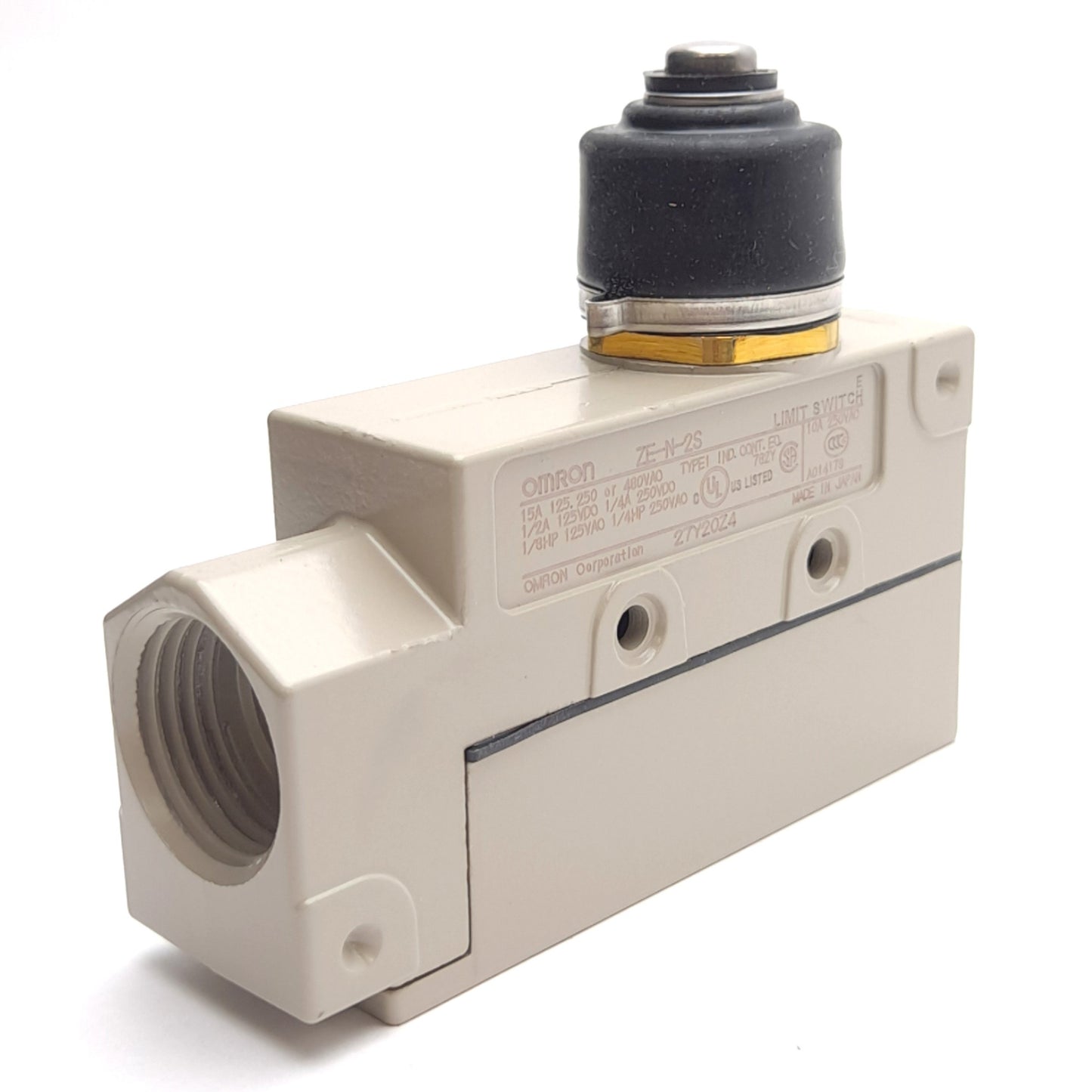 New Omron ZE-N-2S Limit Switch, Plunger Actuator, 480VAC 15A/250VDC 500mA, SPDT