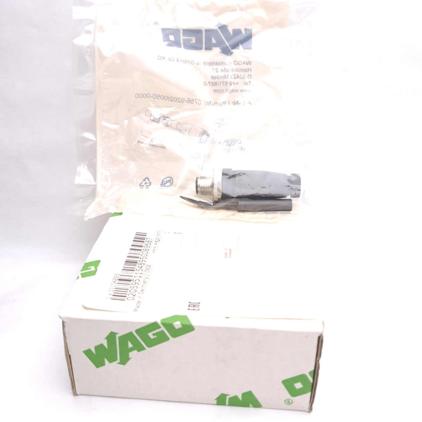 New Wago 756-9202/050-000 Fitted Pluggable Connector, M12 5-Pin Male, A-Code