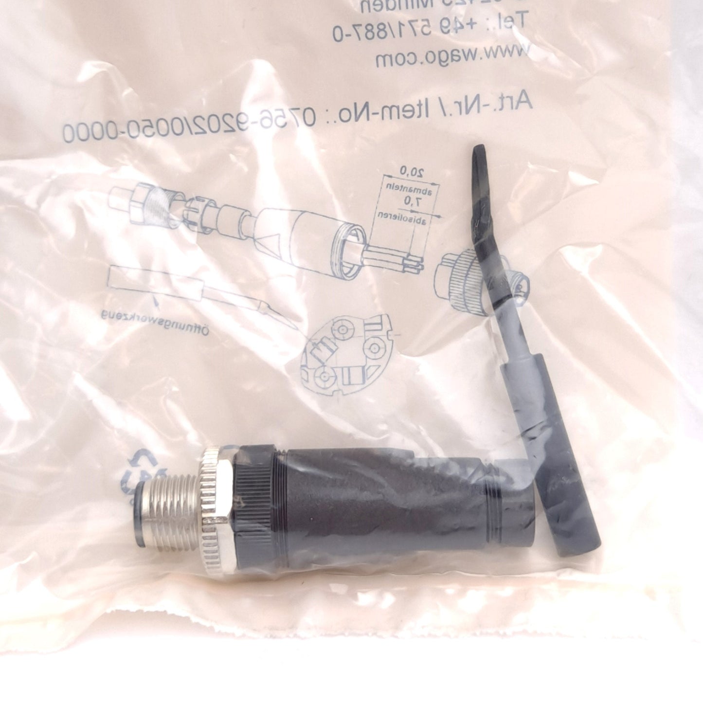 New Wago 756-9202/050-000 Fitted Pluggable Connector, M12 5-Pin Male, A-Code